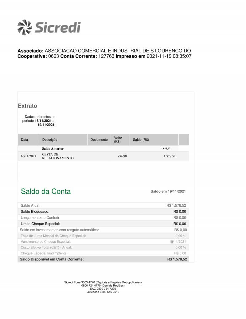 CONTA BANCÁRIA ATUALIZADA EM 19/11/2021