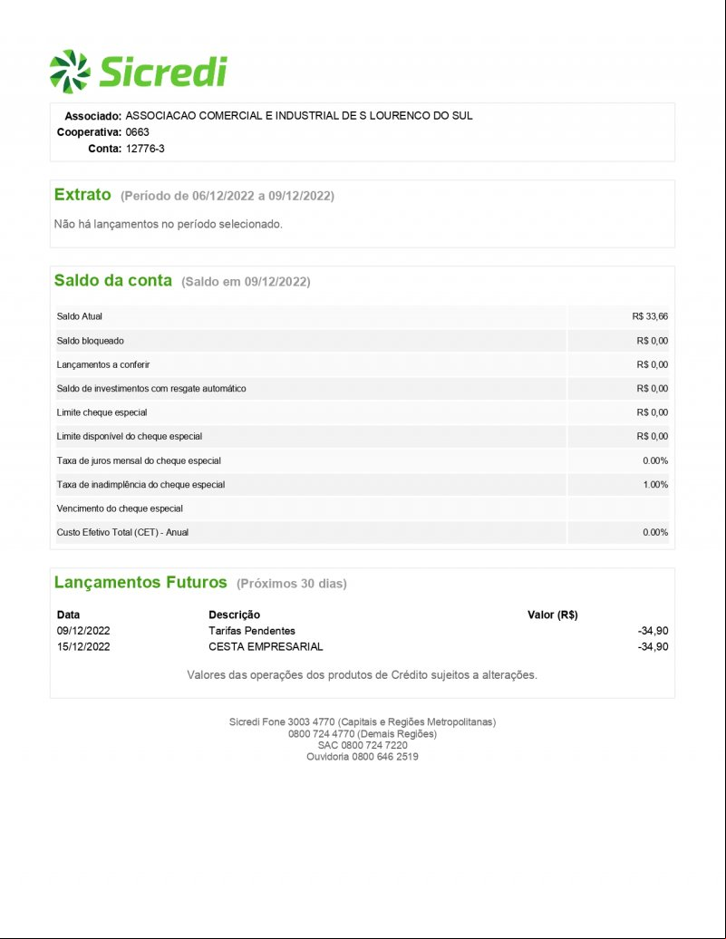 CONTA BANCÁRIA ATUALIZADA EM 09/12/2022