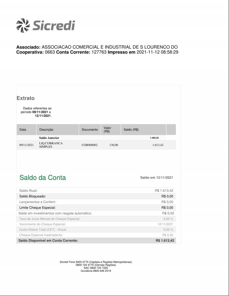 CONTA BANCÁRIA ATUALIZADA EM 12/11/2021