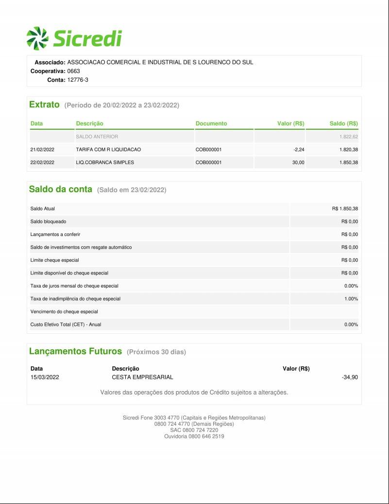 CONTA BANCÁRIA ATUALIZADA EM 23/02/2022