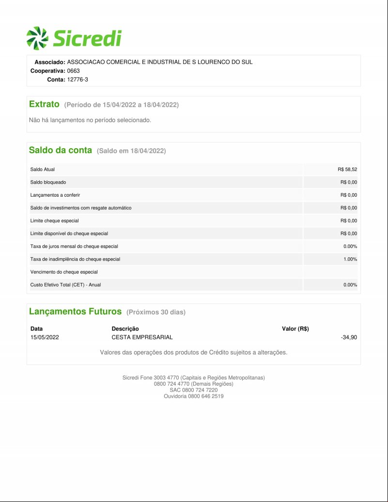 CONTA BANCÁRIA ATUALIZADA EM 18/04/2022